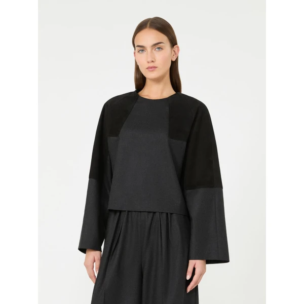 Max Mara Afa Wool Flannel Blouse in Dark Grey | Blouse | Coveti