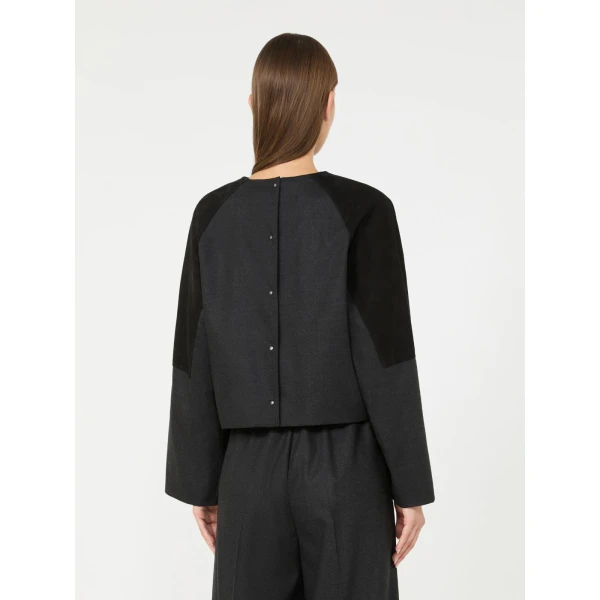 Max Mara Afa Wool Flannel Blouse in Dark Grey | Blouse | Coveti