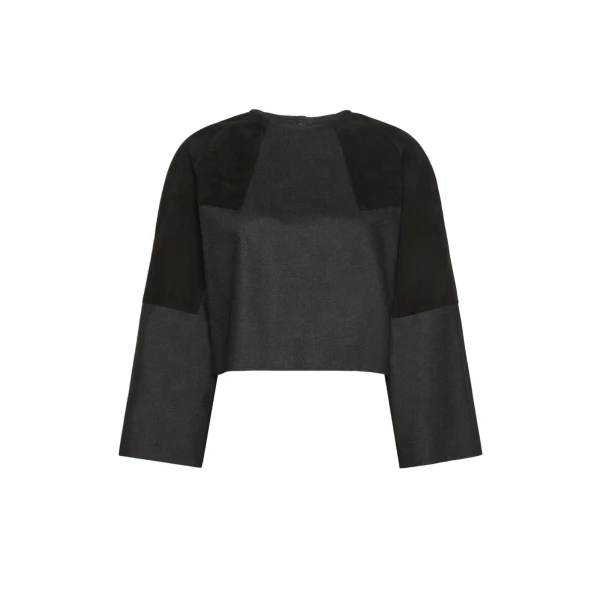 Afa Wool Flannel Blouse in Dark Grey