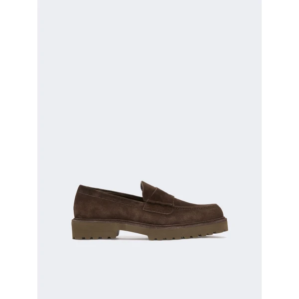 Max Mara Afelio Suede Chunky Loafers in Dark Brown | Loafers | Coveti