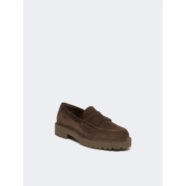 Max Mara Afelio Suede Chunky Loafers in Dark Brown | Loafers | Coveti