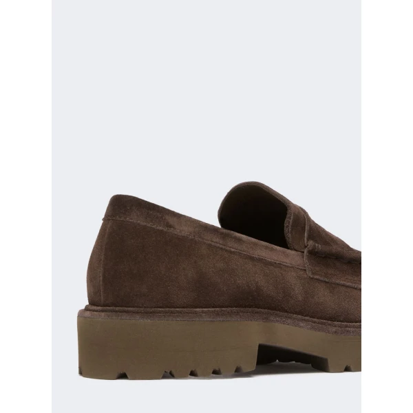 Max Mara Afelio Suede Chunky Loafers in Dark Brown | Loafers | Coveti
