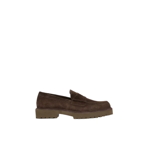 Max Mara Afelio Suede Chunky Loafers in Dark Brown | Loafers | Coveti
