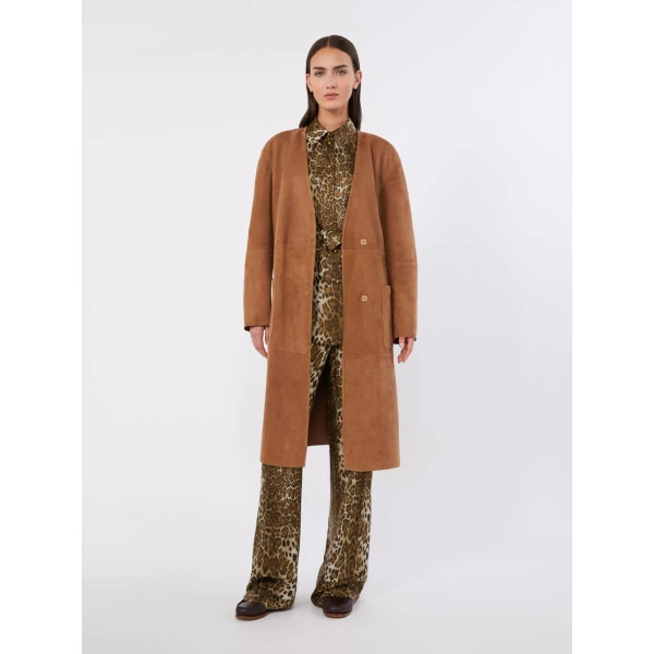 Max Mara Affari Printed Silk Twill Shirt in Brown | Shirts | Coveti