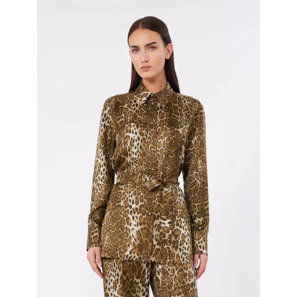 Max Mara Affari Printed Silk Twill Shirt in Brown | Shirts | Coveti