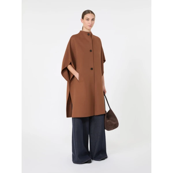 Max Mara Affari Pure Wool Long Cape in Dark Brown | Coats | Coveti