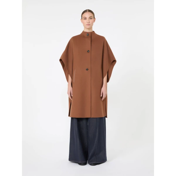 Max Mara Affari Pure Wool Long Cape in Dark Brown | Coats | Coveti