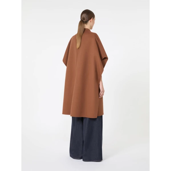 Max Mara Affari Pure Wool Long Cape in Dark Brown | Coats | Coveti