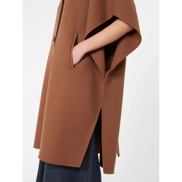Max Mara Affari Pure Wool Long Cape in Dark Brown | Coats | Coveti