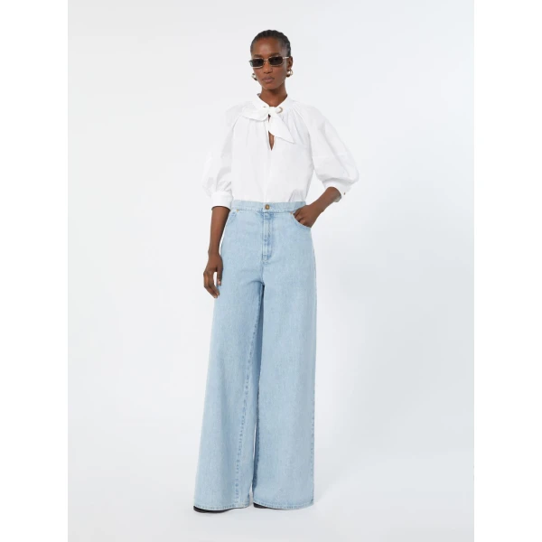 Max Mara Affari Wide-Leg Denim Jeans in Light Blue | Denim | Coveti
