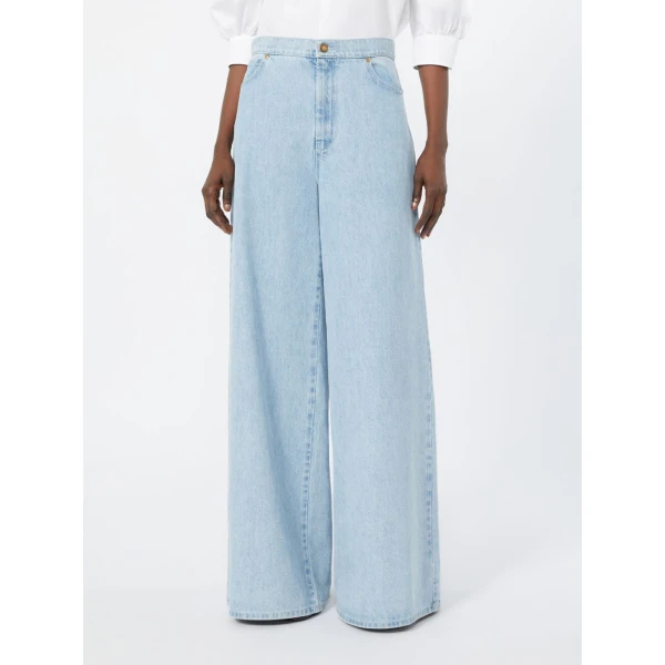 Max Mara Affari Wide-Leg Denim Jeans in Light Blue | Denim | Coveti