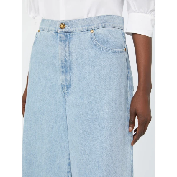 Max Mara Affari Wide-Leg Denim Jeans in Light Blue | Denim | Coveti