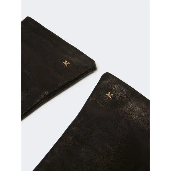 Max Mara Afidee Long Lambskin Nappa Gloves in Black | Gloves | Coveti