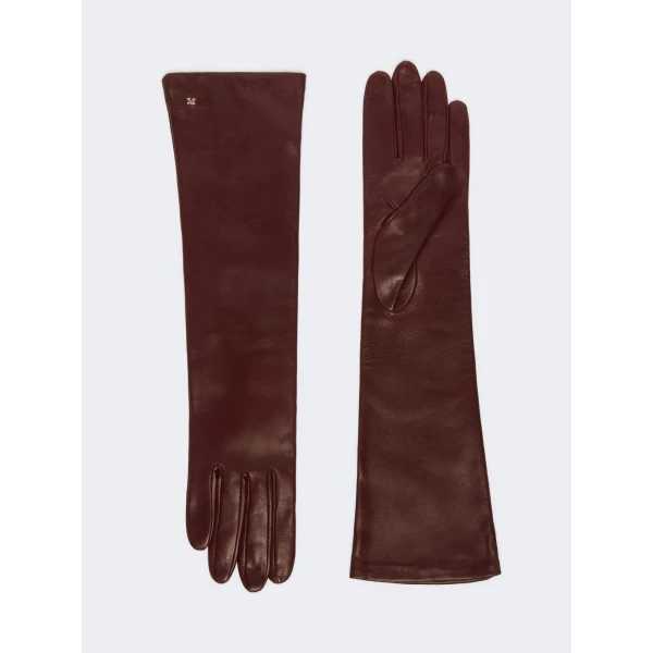 Max Mara Afidee Long Nappa Leather Gloves in Bordeaux | Gloves | Coveti