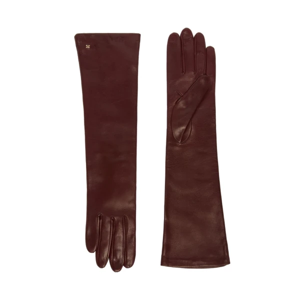Max Mara Afidee Long Nappa Leather Gloves in Bordeaux | Women | Coveti