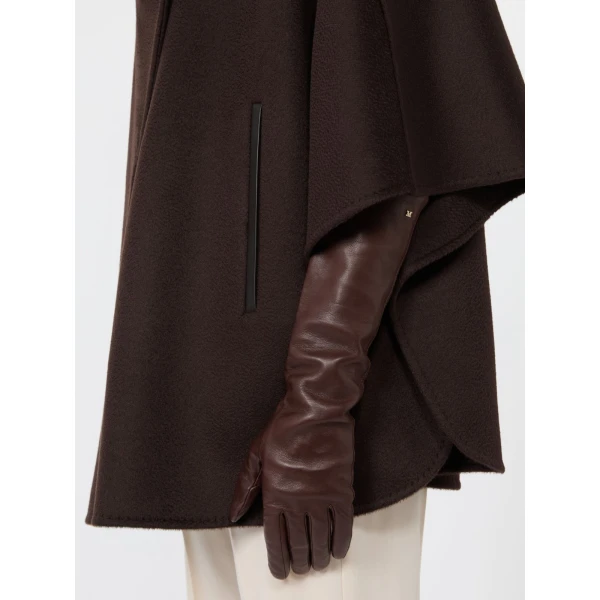 Max Mara Afidee Long Nappa Leather Gloves in Dark Brown | Gloves | Coveti