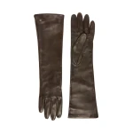 Max Mara Afidee Long Nappa Leather Gloves in Dark Brown | Gloves | Coveti