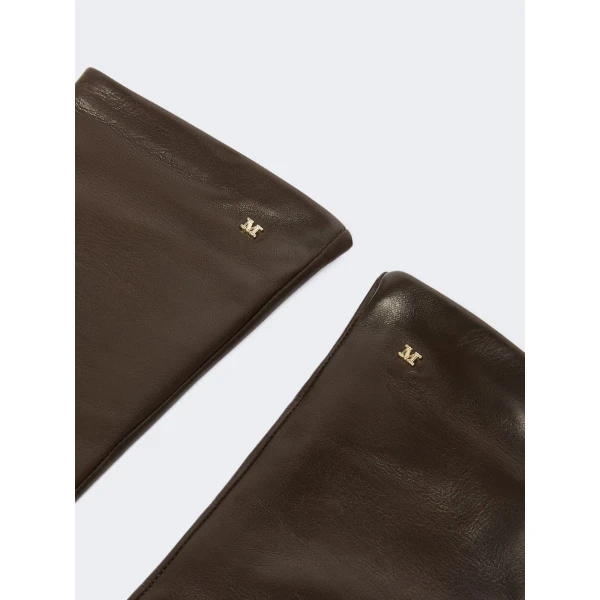 Max Mara Afidee Long Nappa Leather Gloves in Dark Brown | Gloves | Coveti