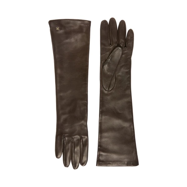 Afidee Long Nappa Leather Gloves in Dark Brown