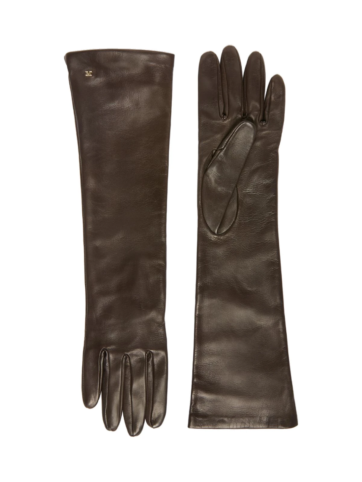 Max Mara Afidee Long Nappa Leather Gloves in Dark Brown Max Mara Afidee Long Nappa Leather Gloves in Dark Brown | Gloves | Coveti
