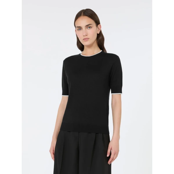 Max Mara Agenda Wool and Silk Sweater in Black and White | Sweaters | Coveti