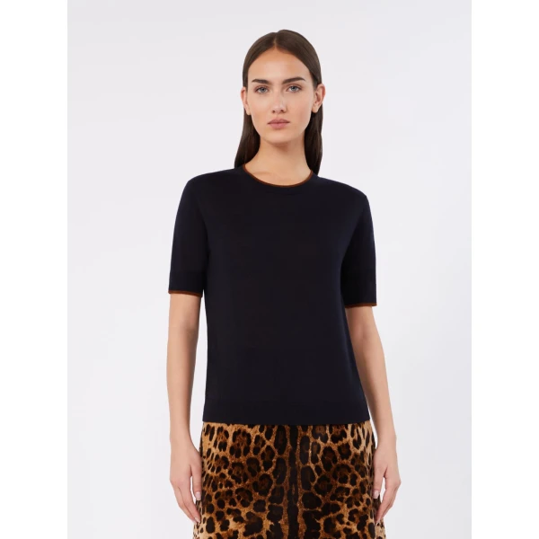 Max Mara Agenda Wool and Silk Sweater in Navy | Sweaters | Coveti