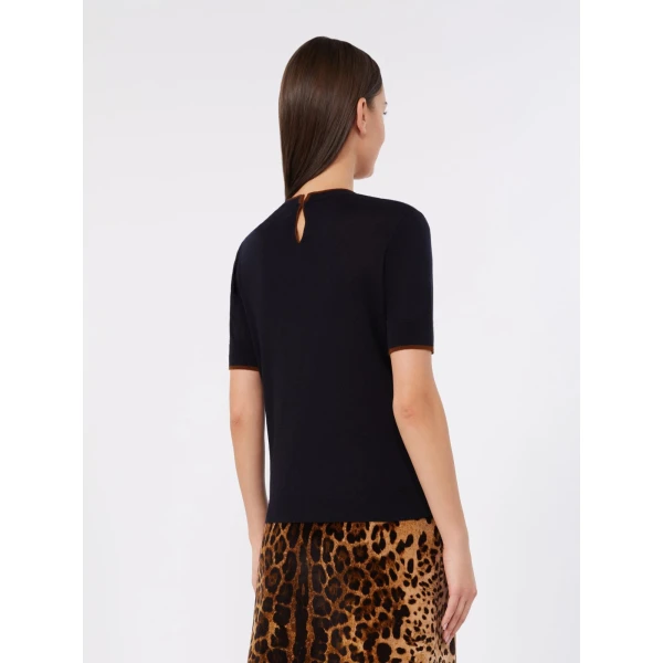Max Mara Agenda Wool and Silk Sweater in Navy | Sweaters | Coveti