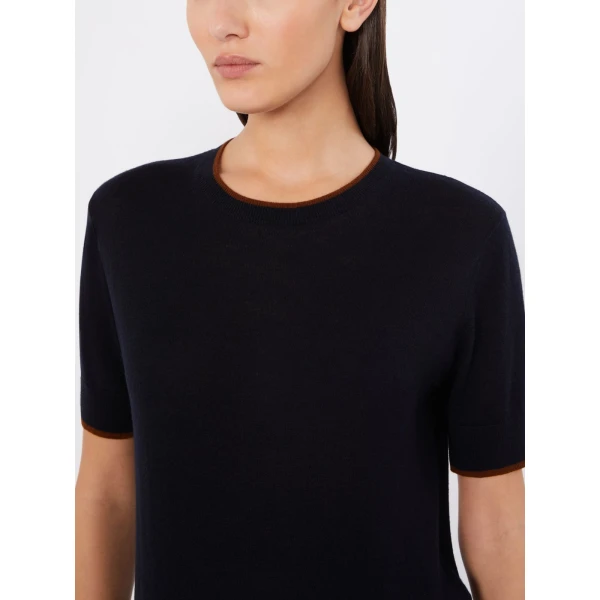 Max Mara Agenda Wool and Silk Sweater in Navy | Sweaters | Coveti