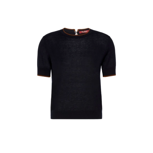 Max Mara Agenda Wool and Silk Sweater in Navy | Sweaters | Coveti