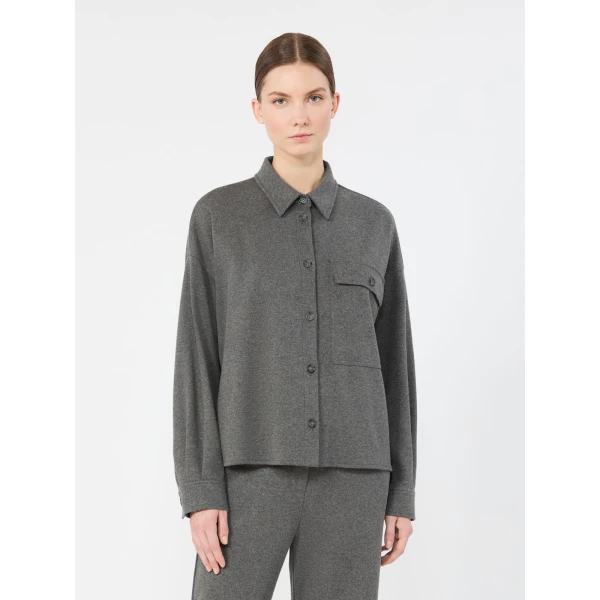 Max Mara Agiate Jersey Shirt Jacket in Light Grey | Blazers | Coveti