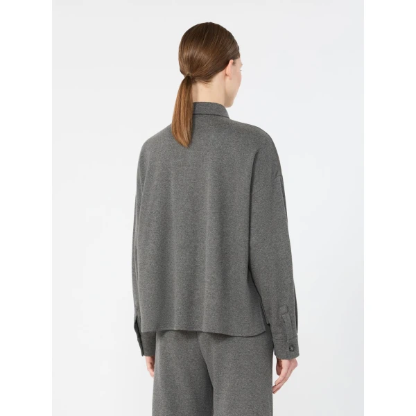 Max Mara Agiate Jersey Shirt Jacket in Light Grey | Blazers | Coveti