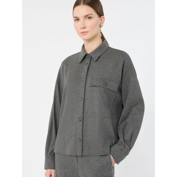 Max Mara Agiate Jersey Shirt Jacket in Light Grey | Blazers | Coveti