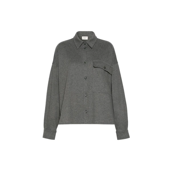 Max Mara Agiate Jersey Shirt Jacket in Light Grey | Blazers | Coveti