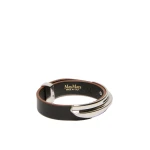 Max Mara Agiate Leather and Metal Bracelet in Black | Bracelets | Coveti