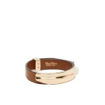 Max Mara Agiate Leather and Metal Bracelet in Brown | Bracelets | Coveti