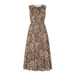 Max Mara Agile Printed Cotton Voile Midi Dress in Brown Gold | Midi Dresses | Coveti