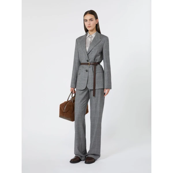 Max Mara Agile Straight Wool Flannel Trousers in Dark Grey | Tailored pants | Coveti