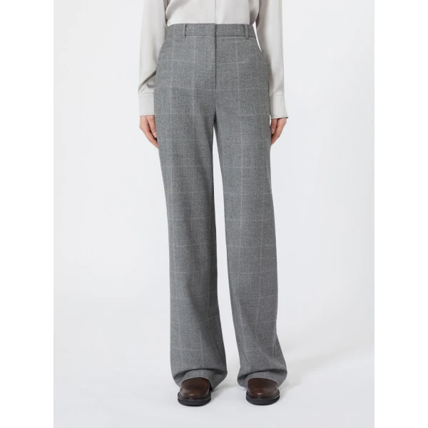 Max Mara Agile Straight Wool Flannel Trousers in Dark Grey | Tailored pants | Coveti
