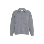 Max Mara Agre Wool Knit Polo Jumper in Medium Grey | Sweaters | Coveti
