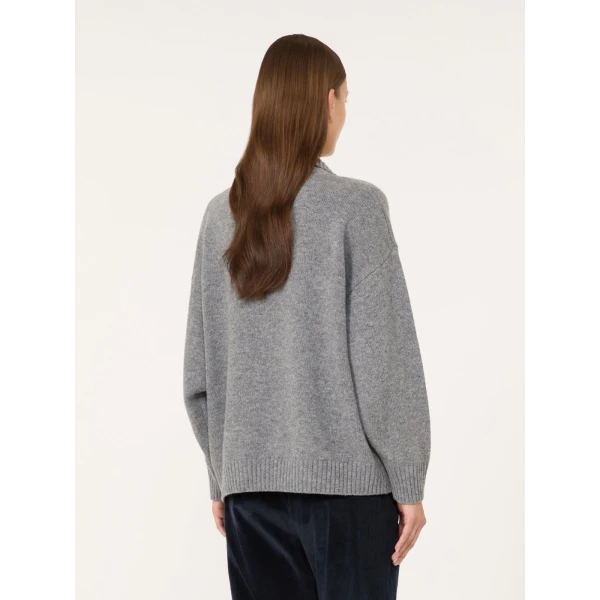 Max Mara Agre Wool Knit Polo Jumper in Medium Grey | Sweaters | Coveti