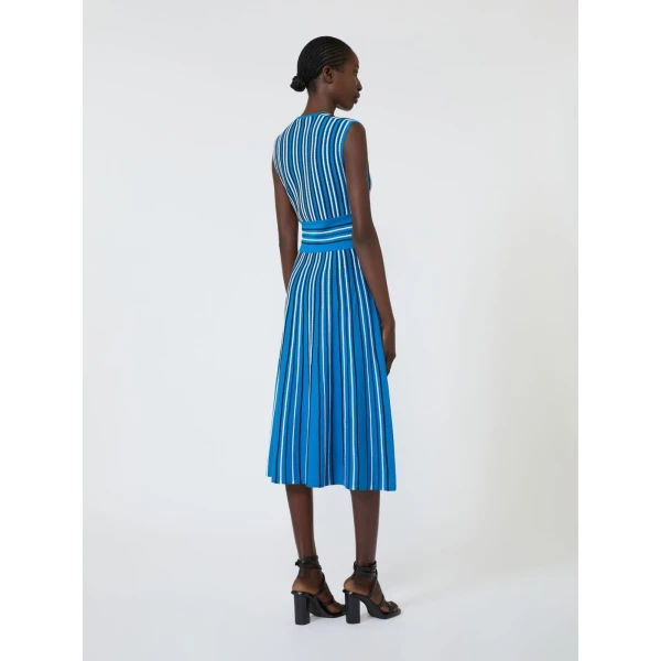 Max Mara Agreste Sleeveless Viscose Knit Dress in Ocean Blue | Maxi Dresses | Coveti