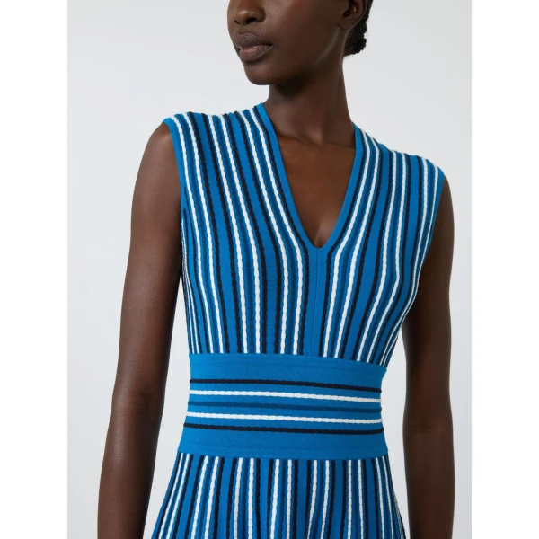 Max Mara Agreste Sleeveless Viscose Knit Dress in Ocean Blue | Maxi Dresses | Coveti