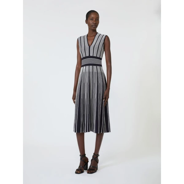 Max Mara Agreste Sleeveless Viscose Knit Dress in Ultramarine | Maxi Dresses | Coveti
