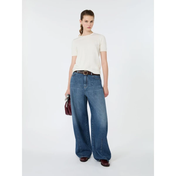 Max Mara Agro Silk and Cotton Crew Neck Jumper in Ecru | Sweaters | Coveti