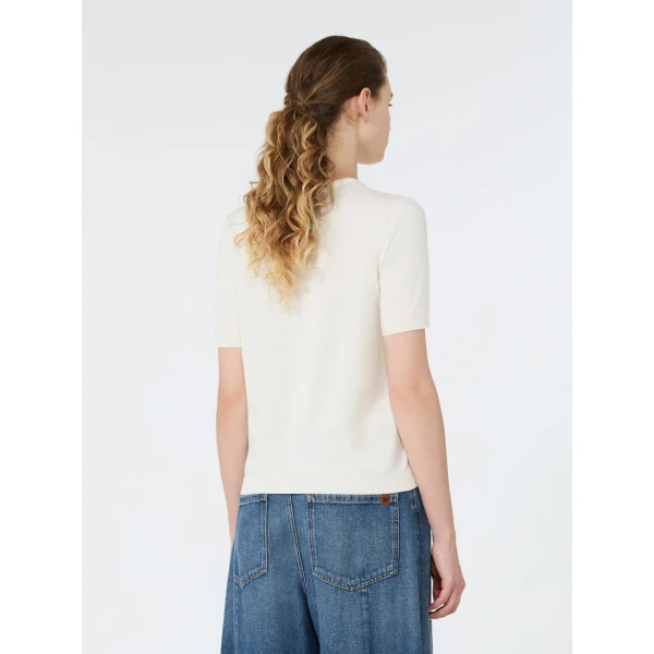Max Mara Agro Silk and Cotton Crew Neck Jumper in Ecru | Sweaters | Coveti
