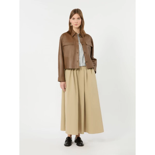 Max Mara Aguzze Cotton Gabardine Maxi Skirt in Beige | Maxi Skirts | Coveti