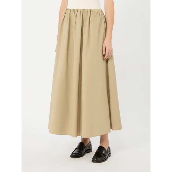 Max Mara Aguzze Cotton Gabardine Maxi Skirt in Beige | Maxi Skirts | Coveti