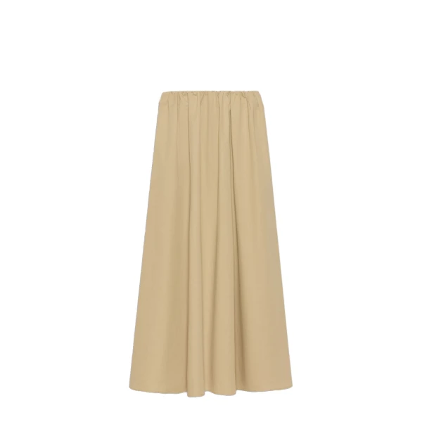 Aguzze Cotton Gabardine Maxi Skirt in Beige