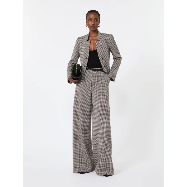 Max Mara Aguzze Slim Houndstooth Jersey Jacket in Tobacco | Blazers | Coveti