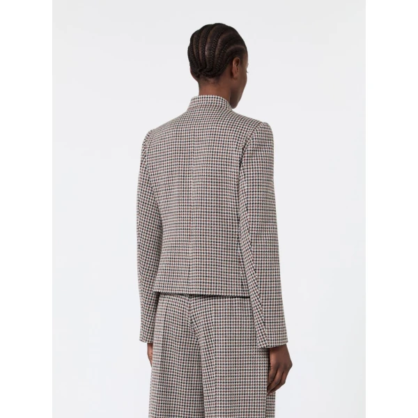 Max Mara Aguzze Slim Houndstooth Jersey Jacket in Tobacco | Blazers | Coveti